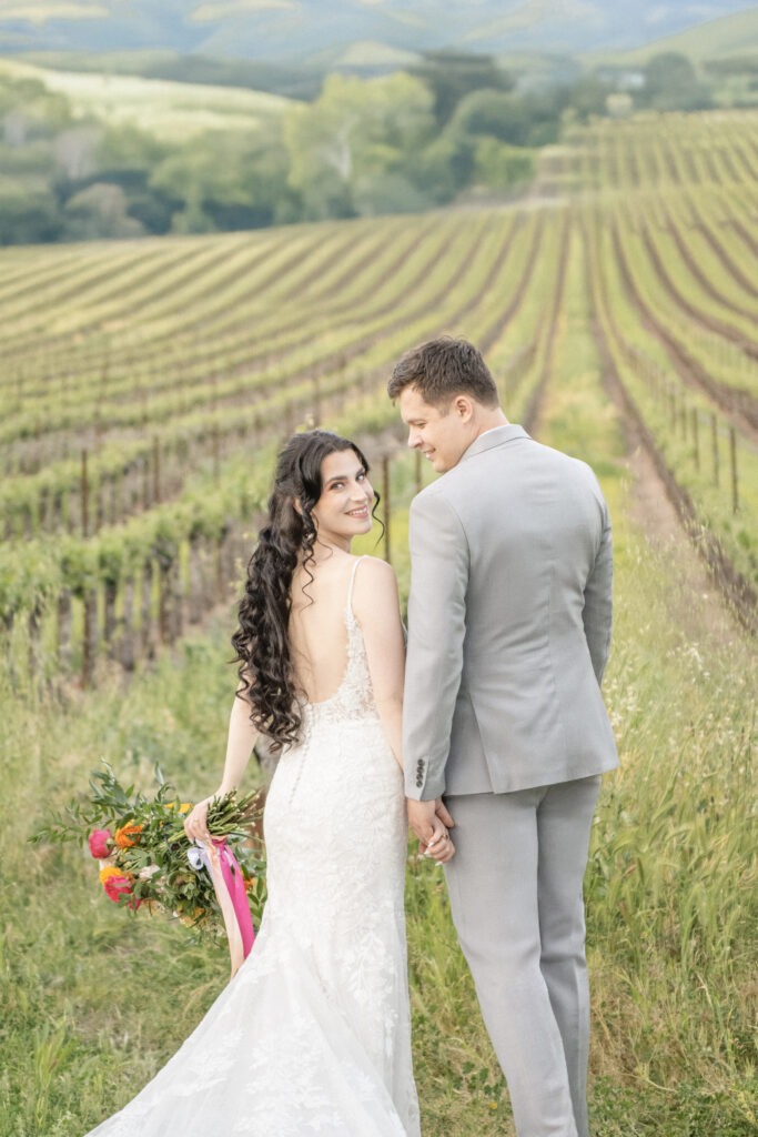 bride and groom golden hour photos in napa valley